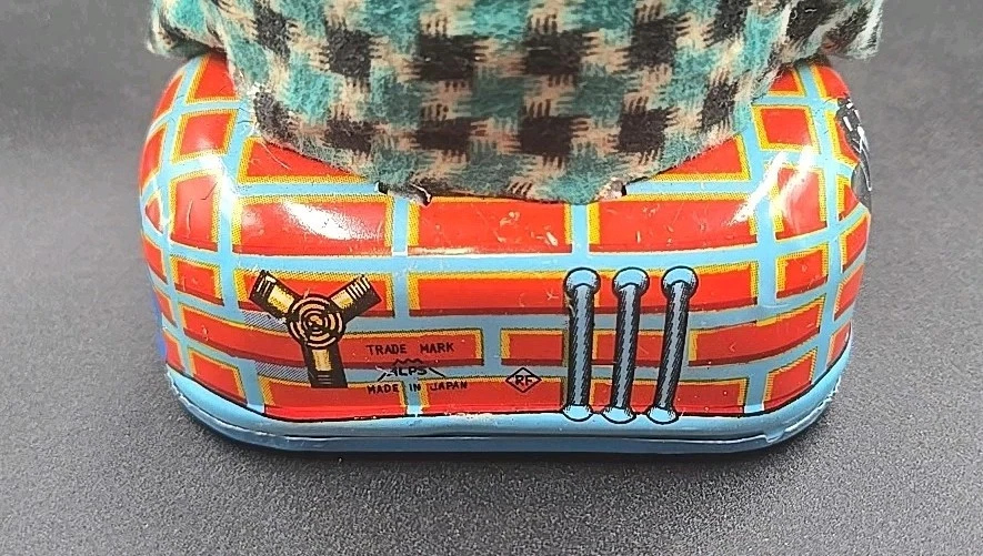 Juguete de hojalata de oso panda brillante para fumar y zapatos a batería de colección Japón Alpes Foto 4 de 4