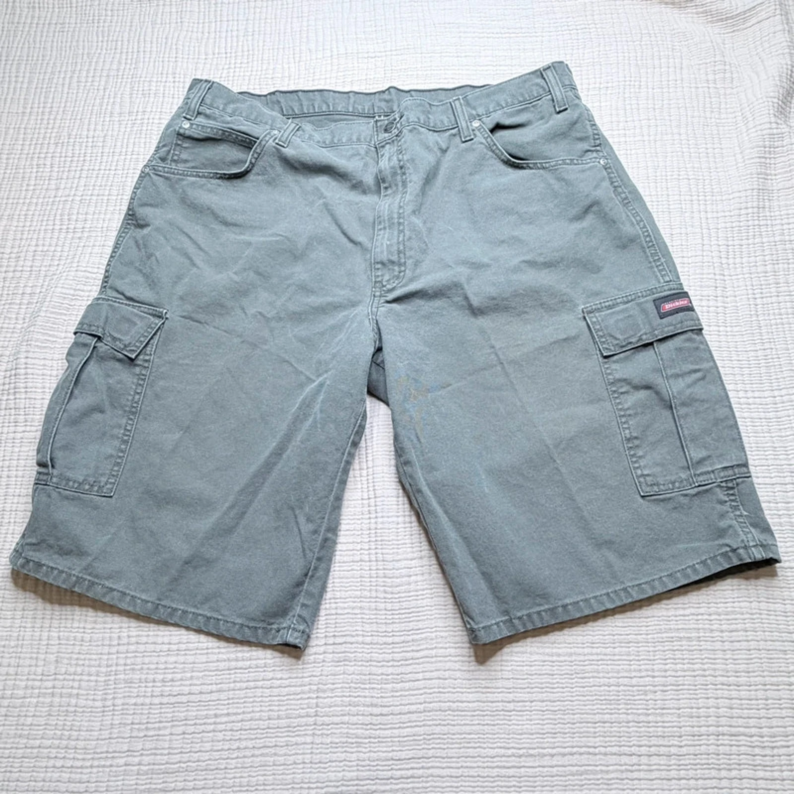 Dickies Cargo Shorts Mens 40 Green Khaki Workwear Utility Cotton 12.5 Inseam