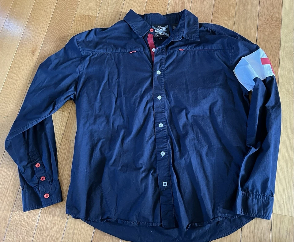 Camisa Lavie Para Hombres XL 48 Pulgadas Pecho Azul Abotonada Camisa Cruzada Etiqueta Funciona Pequeña Foto 3 de 4