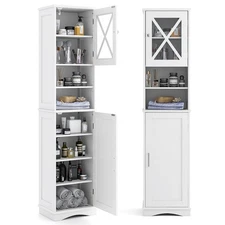 67” Tall Bathroom Cabinet Freestanding Storage Cabinet with 5 Adjustable Shelves