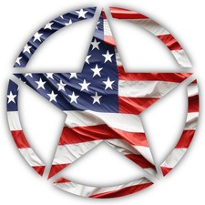 Freedom Star American Flag Waving Realistic Cut To Shape Vinyl Sticker