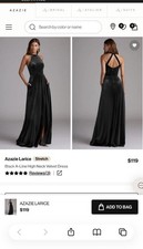 Azazie Black A-Line High Neck Velvet Dress size 0