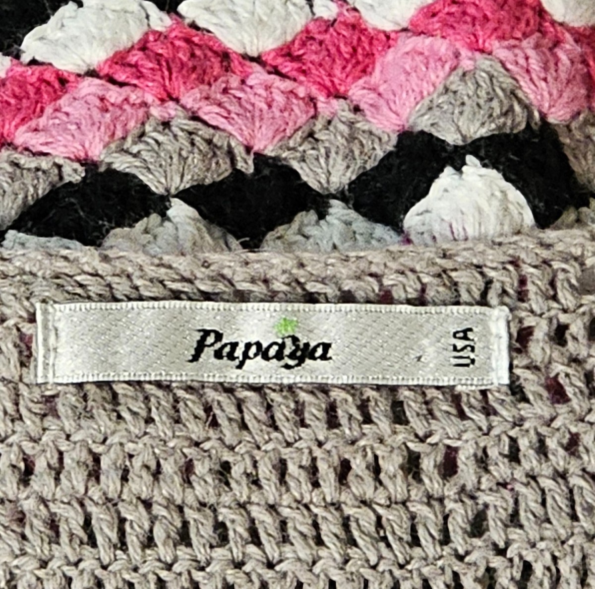 VTG Papaya Juniors M Multicolor Crochet Lace-Up Vest Pink Black