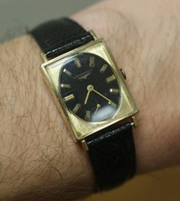 Orologio Vintage Longines Tank Ovale Ritratto Quadrante Nero Riempito Oro 10K 1137-370