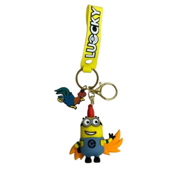 Despicable Me Minions Rooster Minion Silicone 3D Keychain Charm