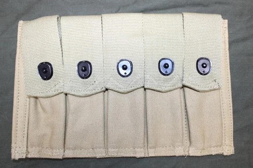 US Military WWII Thompson 5 Cell Khaki Canvas Stick Magazine Pouch WW2 Era