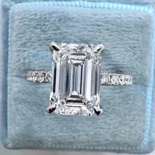 3 ct Emerald Cut Lab Created Diamond Anniversary Band Ring 14K White Gold Plated