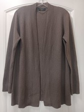 Charter Club Cashmere Luxury Cardigan Sweater Med Brown Open Front