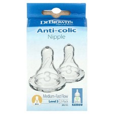 Anti-Colic Nipple, 6 Months , Medium-Fast Flow, 2 Pack