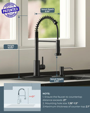Black Kitchen Faucet with Pull down Sprayer, Stainless Steel Commercial Singl...