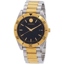 Movado 0607991 Sport Men's Quartz 41mm Black Dial Two-Tone Steel Watch