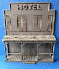 Original 3-D print 54-60mm unpainted PLA plastic Western town hotel backdrop