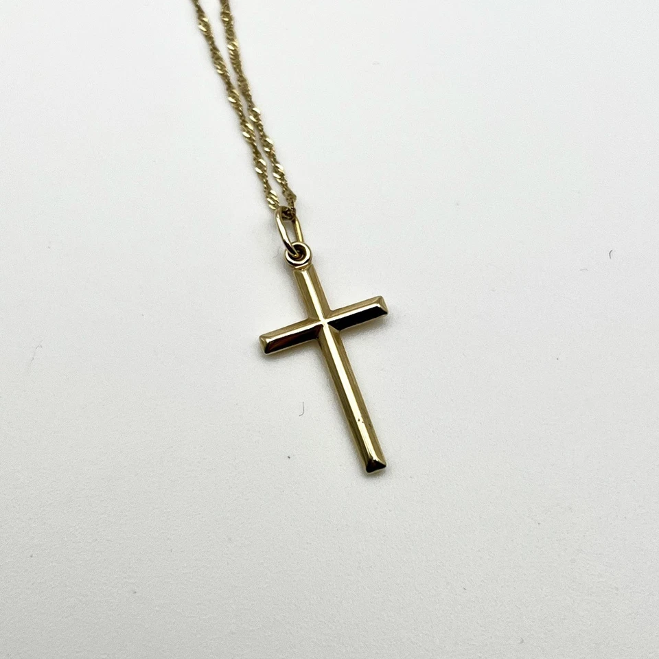 Collar Cruz Hueca Minimalista Pulida Lisa Oro Amarillo 14k 20" (LO1019775) Foto 3 de 4