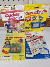 Lot 4 Sealed Basic Fun Milton Bradley Mini Game Keychains Magna Doodle Ant Farm