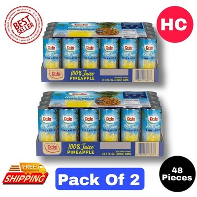 Dole 100% Pineapple Juice, 8 fl oz, 24-count, pack of 2