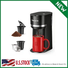 Mini Single Serve Coffee Maker for K Cup and Ground Coffee, Fast Brew