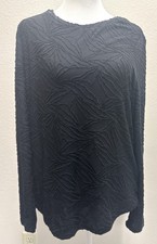 Simple Vera Wang Velvet Burnout Long Sleeve Black Top Small Whimsigoth Fairycore