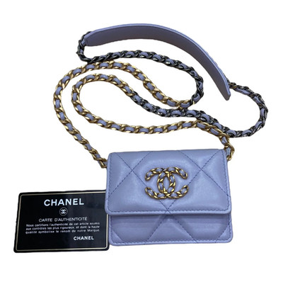 CHANEL 19 WOC Chain Wallet Lavender Quilted Lambskin Crossbody Bag Pre Owned