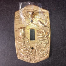 Solid Brass Embossed Roses Pattern Light Switch Plate