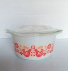 Vintage Pyrex Friendship Red Birds #473 1 Quart Casserole Dish w/Lid #470 C
