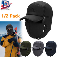 Ushanka Cap with Ear Flaps Face Mask Aviator / Trapper Hat Winter Warm Beanie