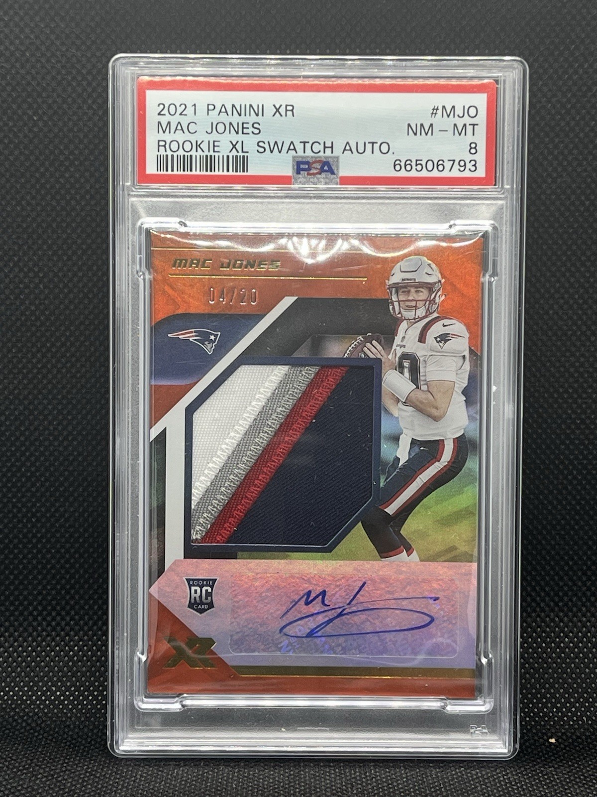 Mac Jones Panini XR Rookie XL Swatch Autographs #MJO Orange