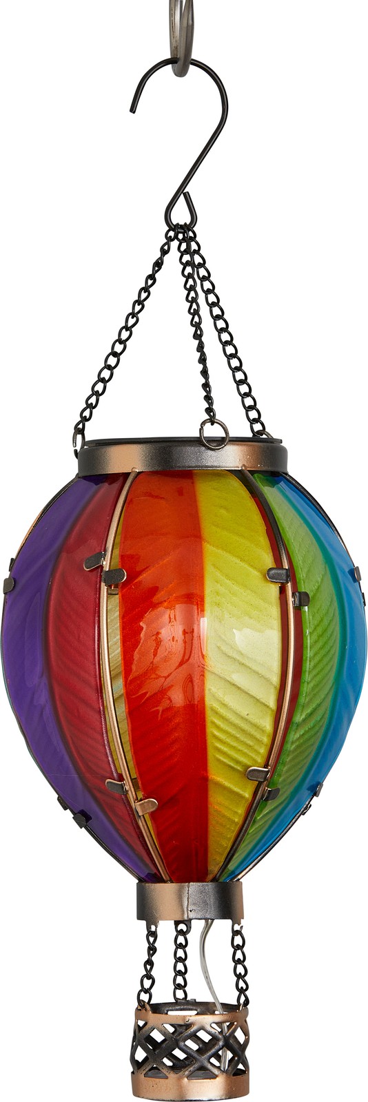 LED Solarlampe Solarleuchte Windlicht aus Echtglas Laterne Heißluftballon Akku