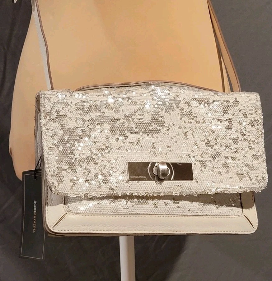 Bolso Bandolera BCBG MAX AZRIA para Clutch Correa Extraíble Cuero Blanco Lentejuelas Foto 2 de 4