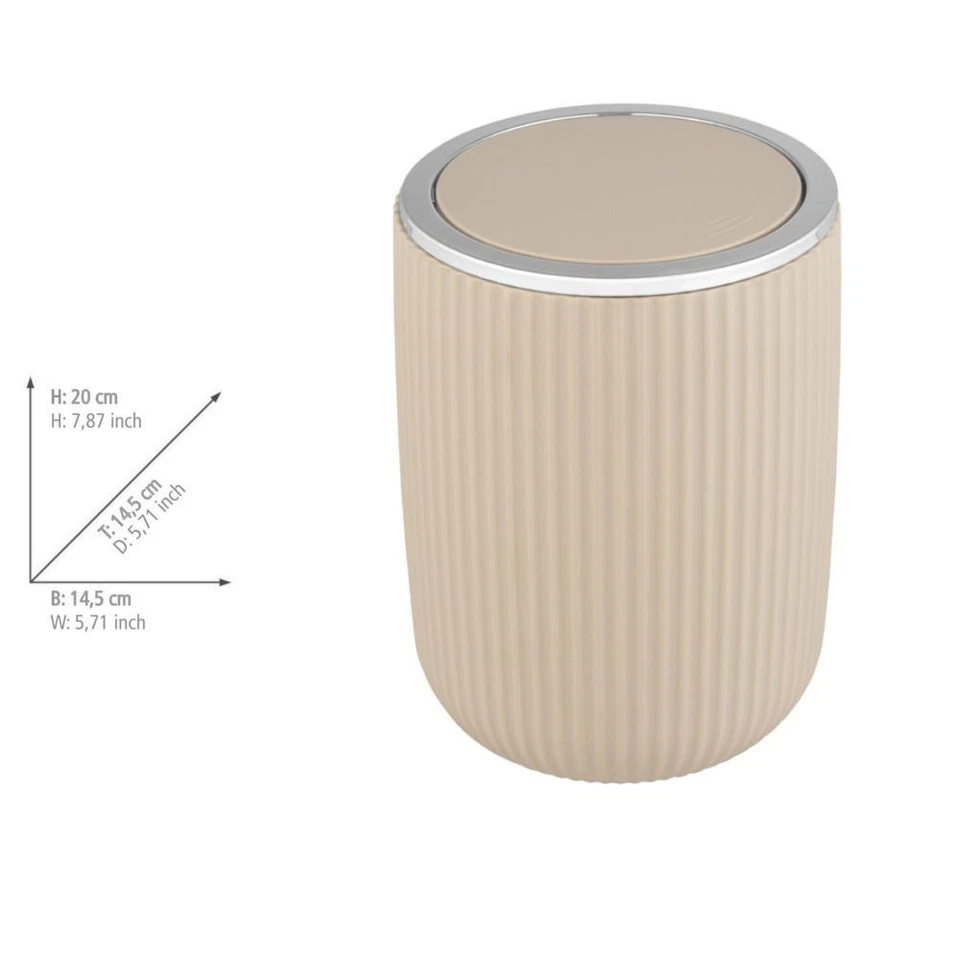Schwingdeckeleimer Mod. Agropoli S Beige Kosmetikeimer mit Schwingdeckel, 2 l - Bild 2 von 2