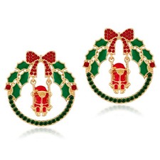 Christmas Earrings for Women Holiday Xmas Bow Wreath Earring Cute Creative Chris