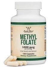 Double Wood Methyl Folate 1000mcg, 120 Vegan Capsules Ea. Gluten Free