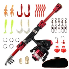 Mini Canne à Pêche pour Enfants, Télescopique avec Moulinet et Leurres, Sac d...