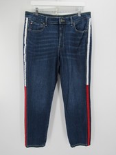 Tommy Hilfiger Tribeca Skinny 14 Dark Distressed Stretch Jeans w Side Stripes