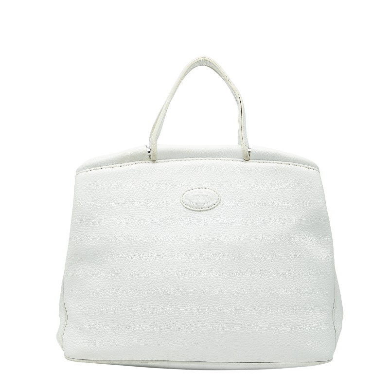 Borsa a mano TOD'S tote bag logo pelle bianca autentica