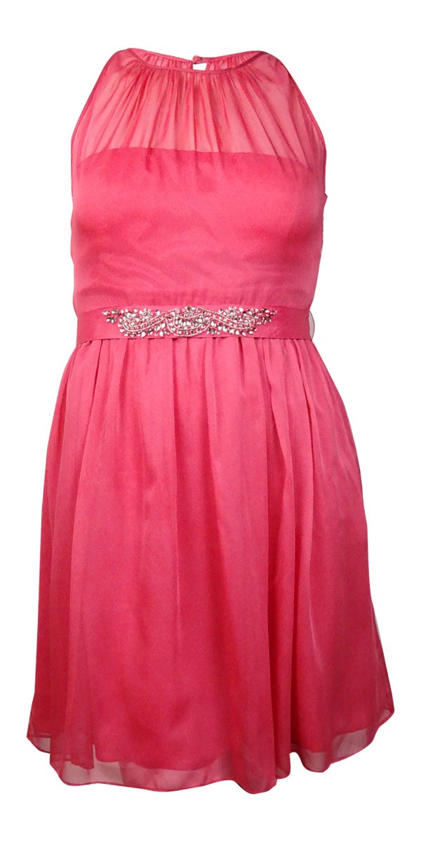 Adrianna Papell Women's Belted Chiffon Halter Dress