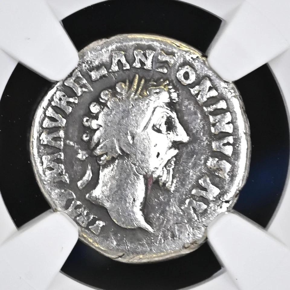 Império Romano Marco Aurélio AR Denário de Prata AD 161-180 NGC CERTIFICADO GENUÍNO - Imagem 2 de 4