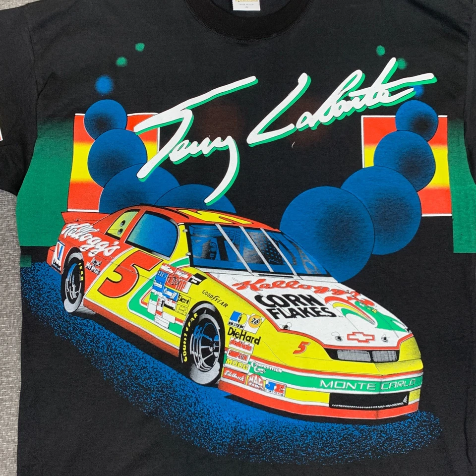 Vintage Terry Labonte NASCAR Kelloggs Racing T-Shirt Mens XL Black Car Deadstock - Image 2 of 4