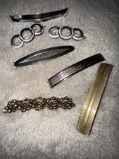 Assorted Vintage Hair Barrettes and Clips Gold Tone And Silver Tone Mesh Circle