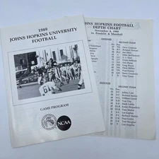 1989 Nov. 4 Johns Hopkins Football Program w/ Depth Chart Insert AC8