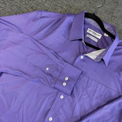 Nick Graham Button Down Shirt XL Purple Stretch Modern Fit  Long Sleeve