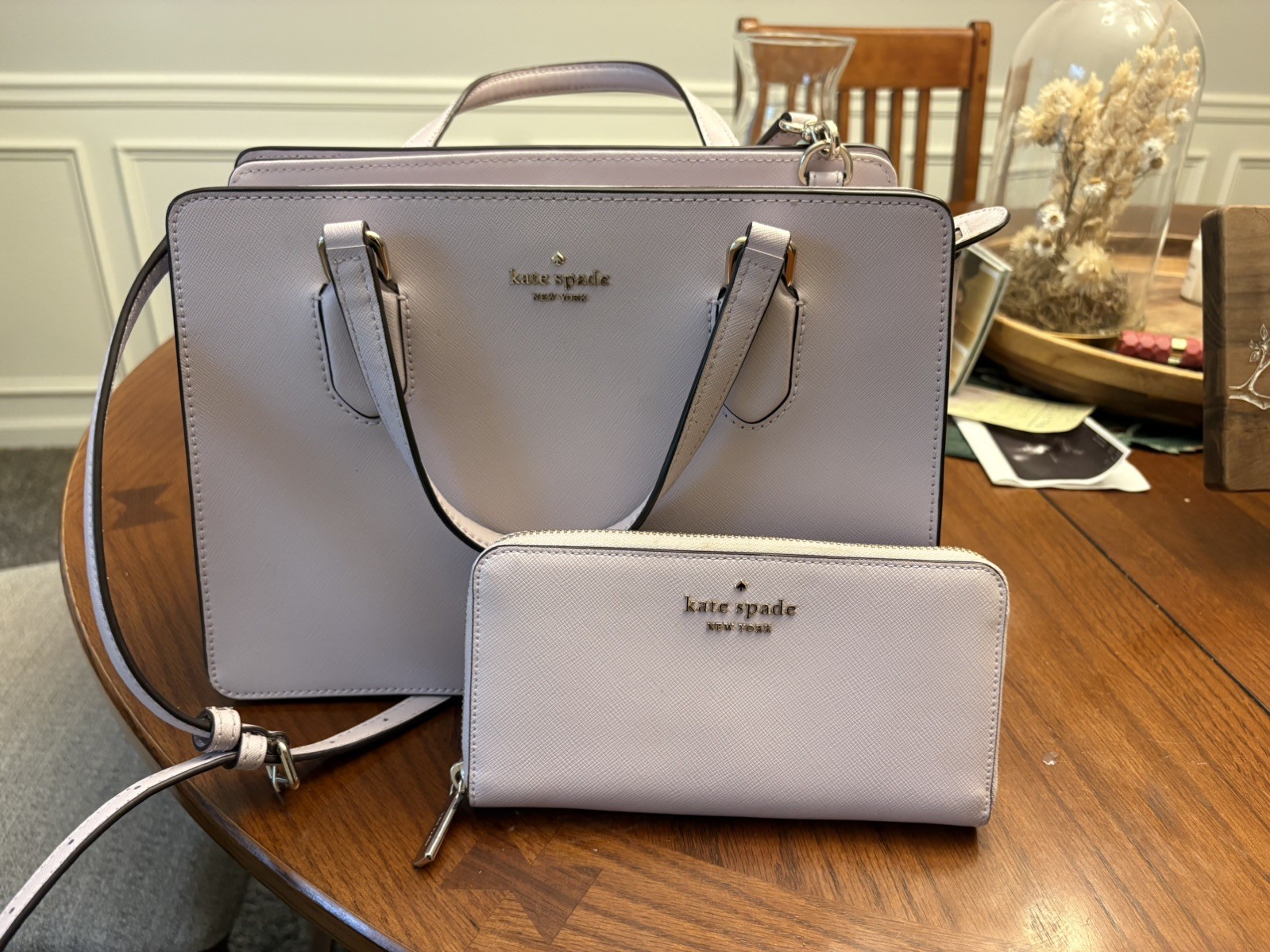 Kate Spade New York Lilac Crossbody Purse and Matching Wallet
