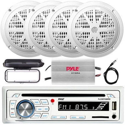 ROAD ENTERTAINMENT MARINE AUDIO BUNDLE Marine Pkg: CD Radio Receiver, 4x 4" 100W Speakers, Amp, Radio Cover, Antenna