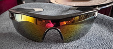 Wrap-Around Sport Sunglasses Red Gold Blue Mirrored Lens Comes with case.