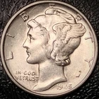 1945 Mercury Dime - Uncirculated - 90% Silver Winged Liberty 10C