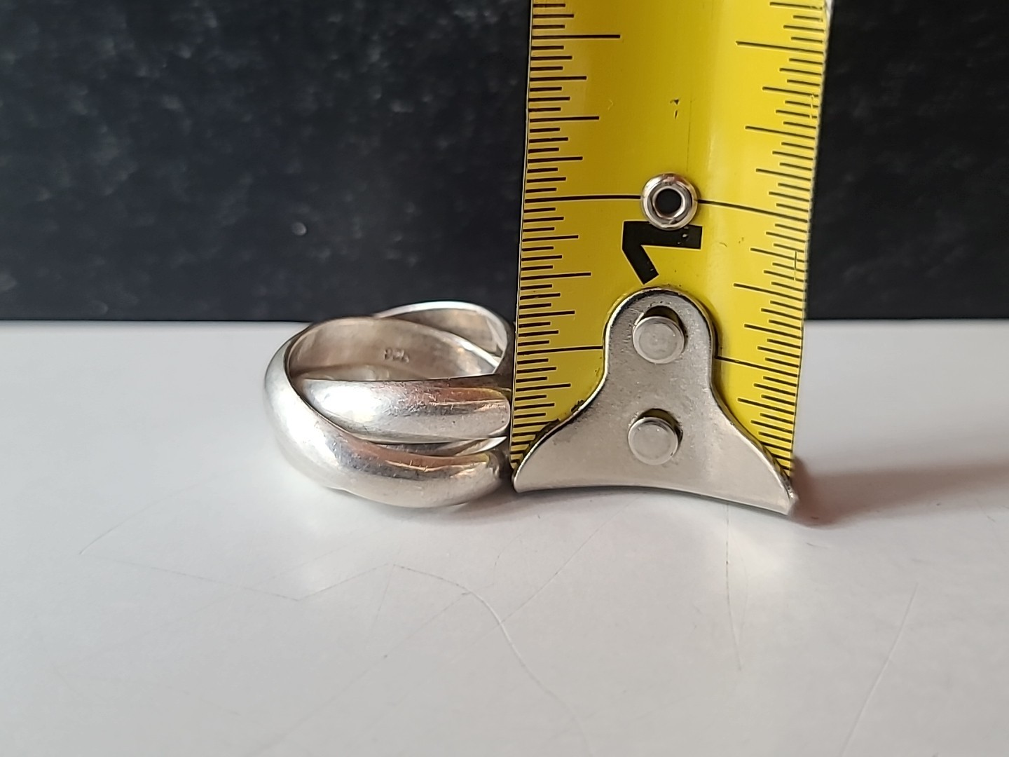 925 Sterling Silver Chunky Interlocking Ring, Siz… - image 9