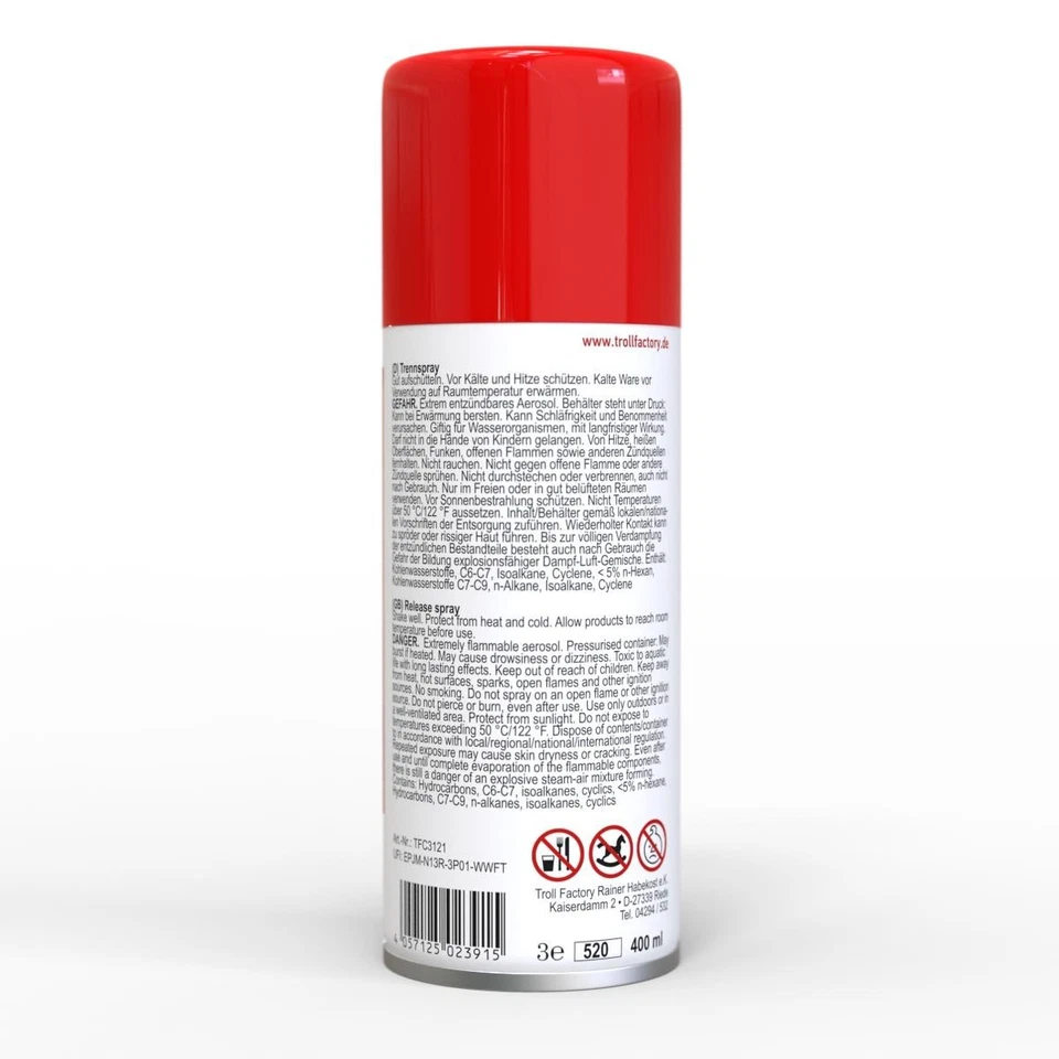 TFC Formen Trennspray mit Wachs für Resin Giessharz silikonfrei - 60 x 400ml - Bild 4 von 4