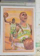1990-91 NBA Hoops - Art Card Team Checklist Xavier McDaniel #379