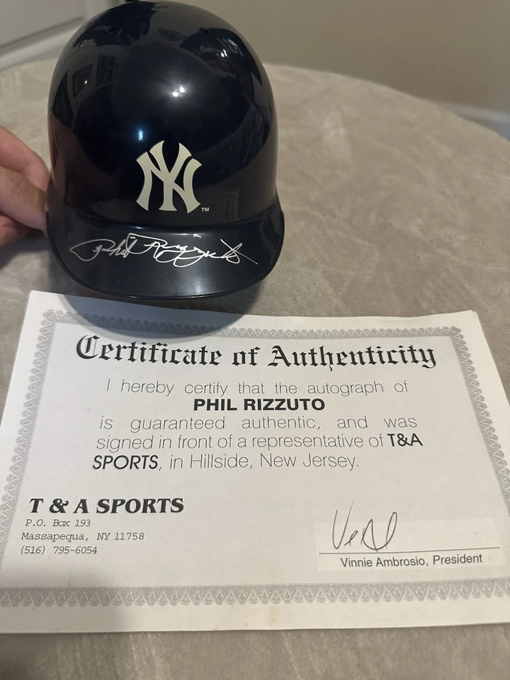 Phil Rizzuto Autographed New York Yankees Mini Helmet COA - Image 2 of 4