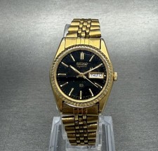 Seiko SQ Watch Women 24mm Black Dial Gold Tone Daydate 24mm Round New Battery