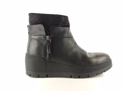 STONEFLY DAMEN STIEFELETTEN SCHWARZ LEDER KEILABSATZ ZIP COMFORT SECOND SKIN GR. 37